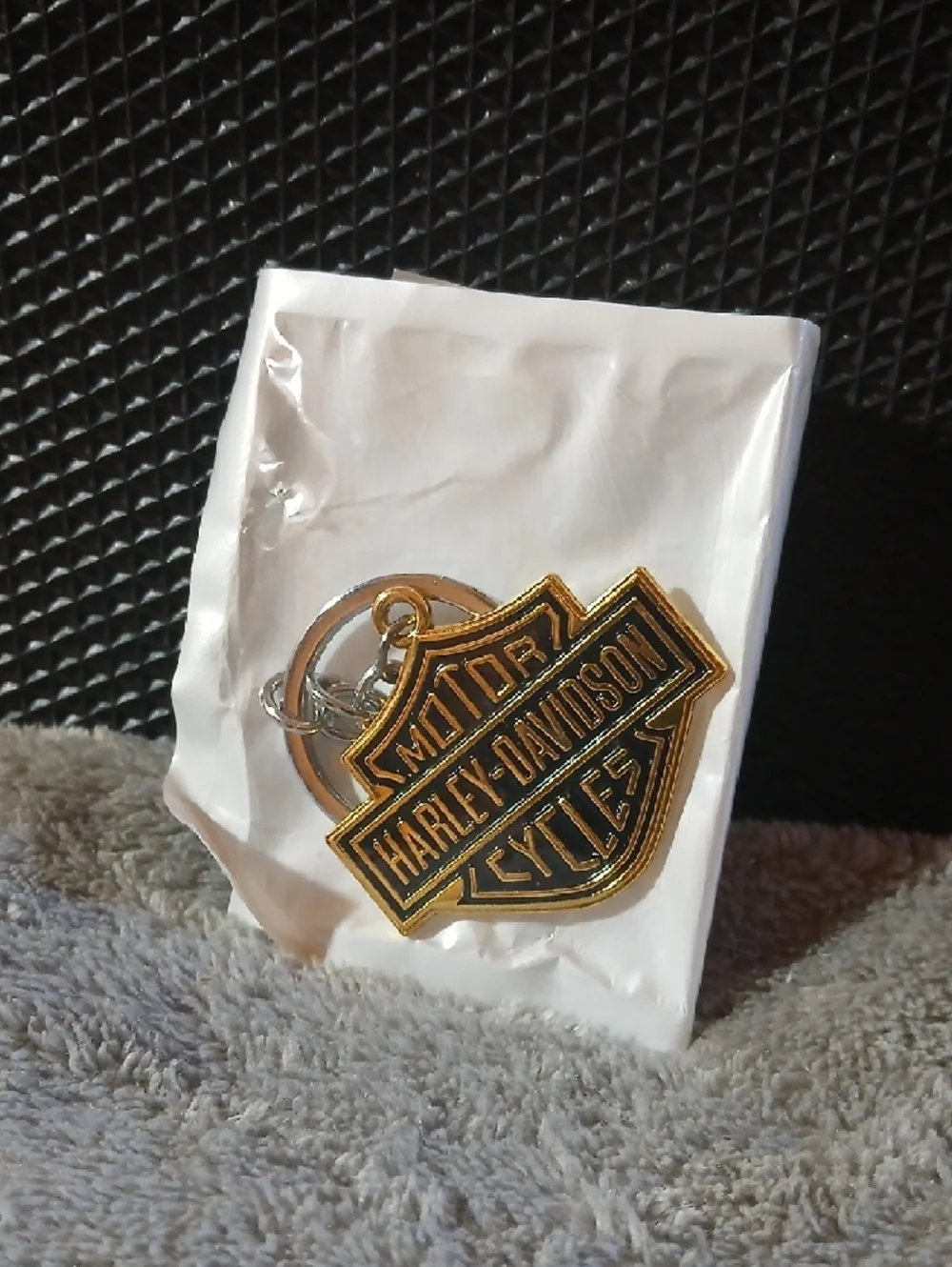 NWT Harley-Davidson Black & Blue Neck Gaiter with Gold Logo Keychain